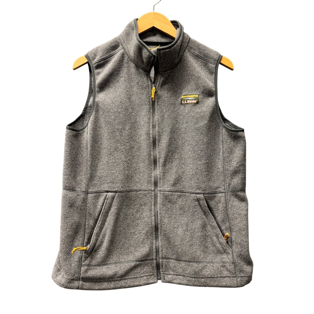 L.L. Bean Vest Womens L Mountain Classic Fleece Gray Outdoor Full Zip Jacket